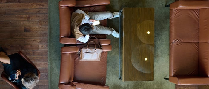  hotel guest in a lobby 