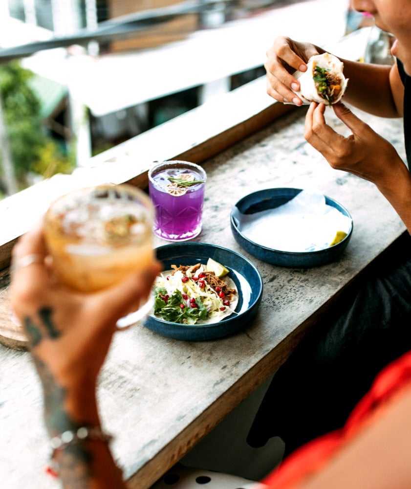 Tacos and gin drinks