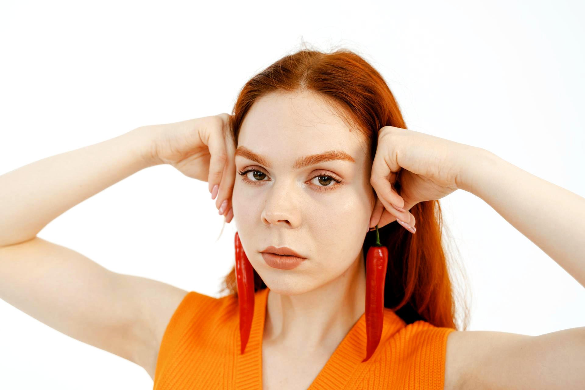 Chilies as earrings