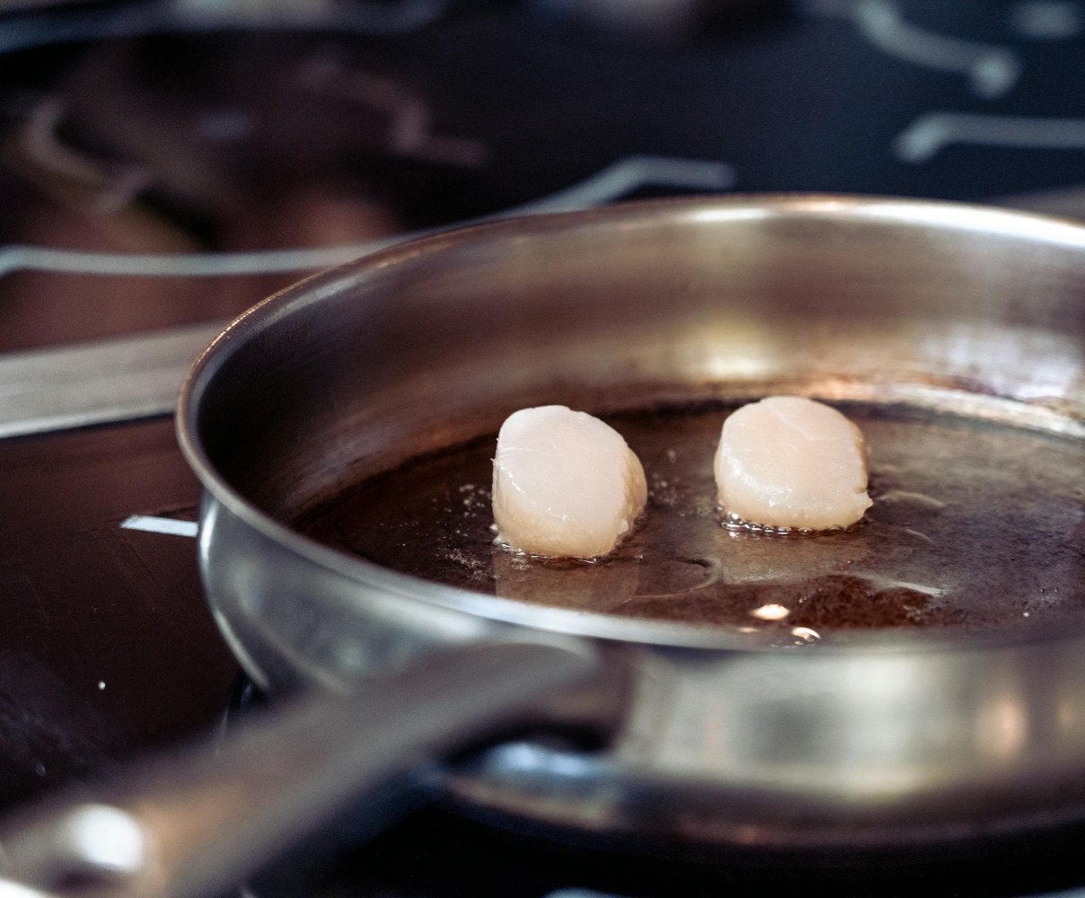 Lard melting in a hot pan