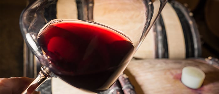 a glass of red wine