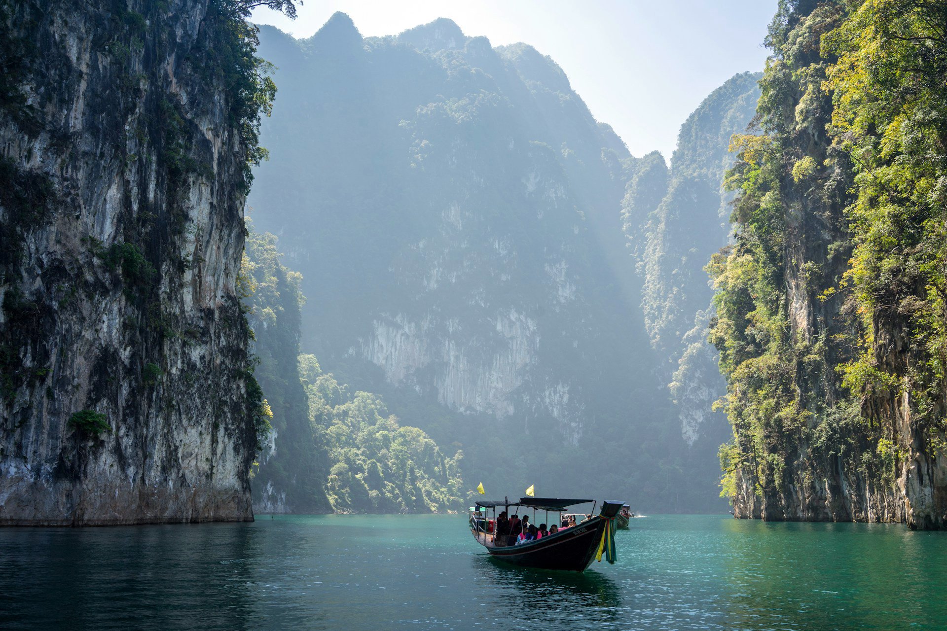 A small boat full of travelers 