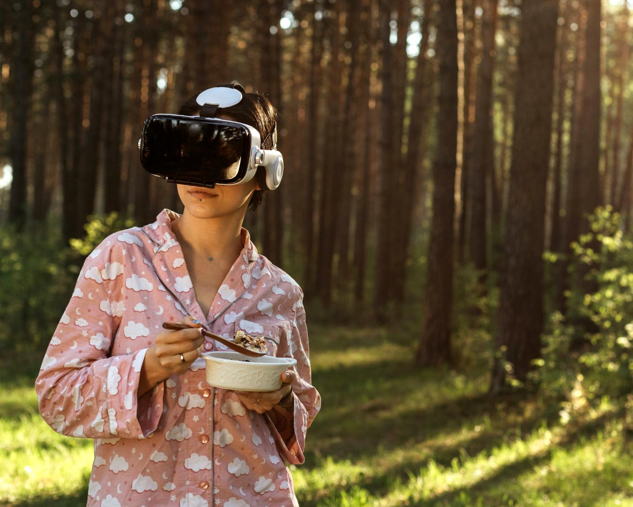 Woman using VR tech
