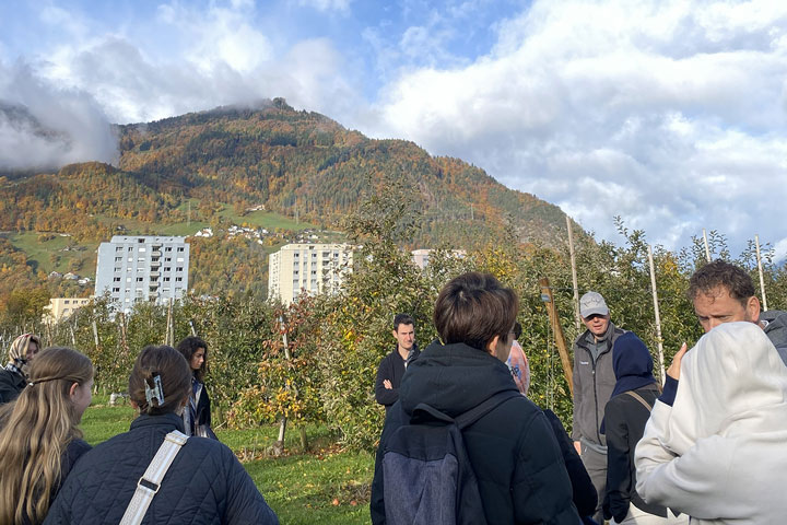 EHL Hotel School Passugg students during an excursion at Plantahof