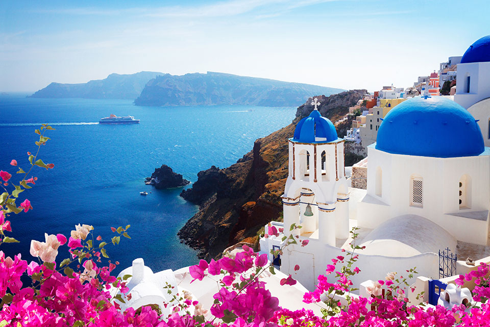 Santorini, Greece is only a few hours away by plane from Zurich
